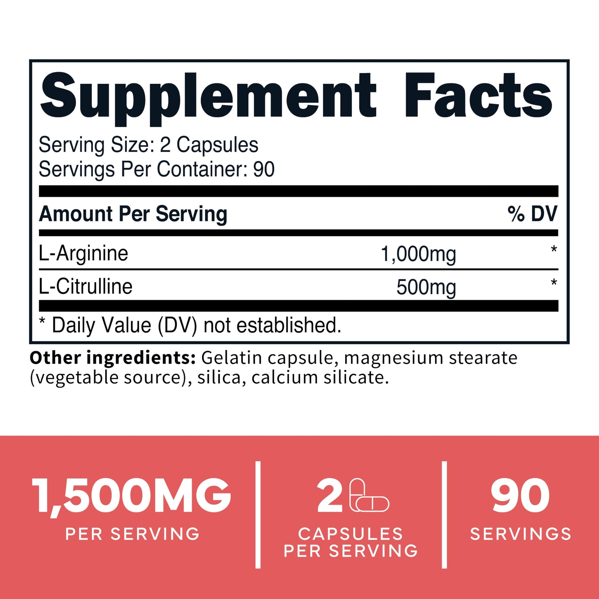 Type Zero L-Arginine + L-Citrulline Supplement (1500mg) - Nitric Oxide Booster - Clean, Keto-Friendly, GMO-Free, 180 Capsules, 90 Servings Type ZeroUS supplements