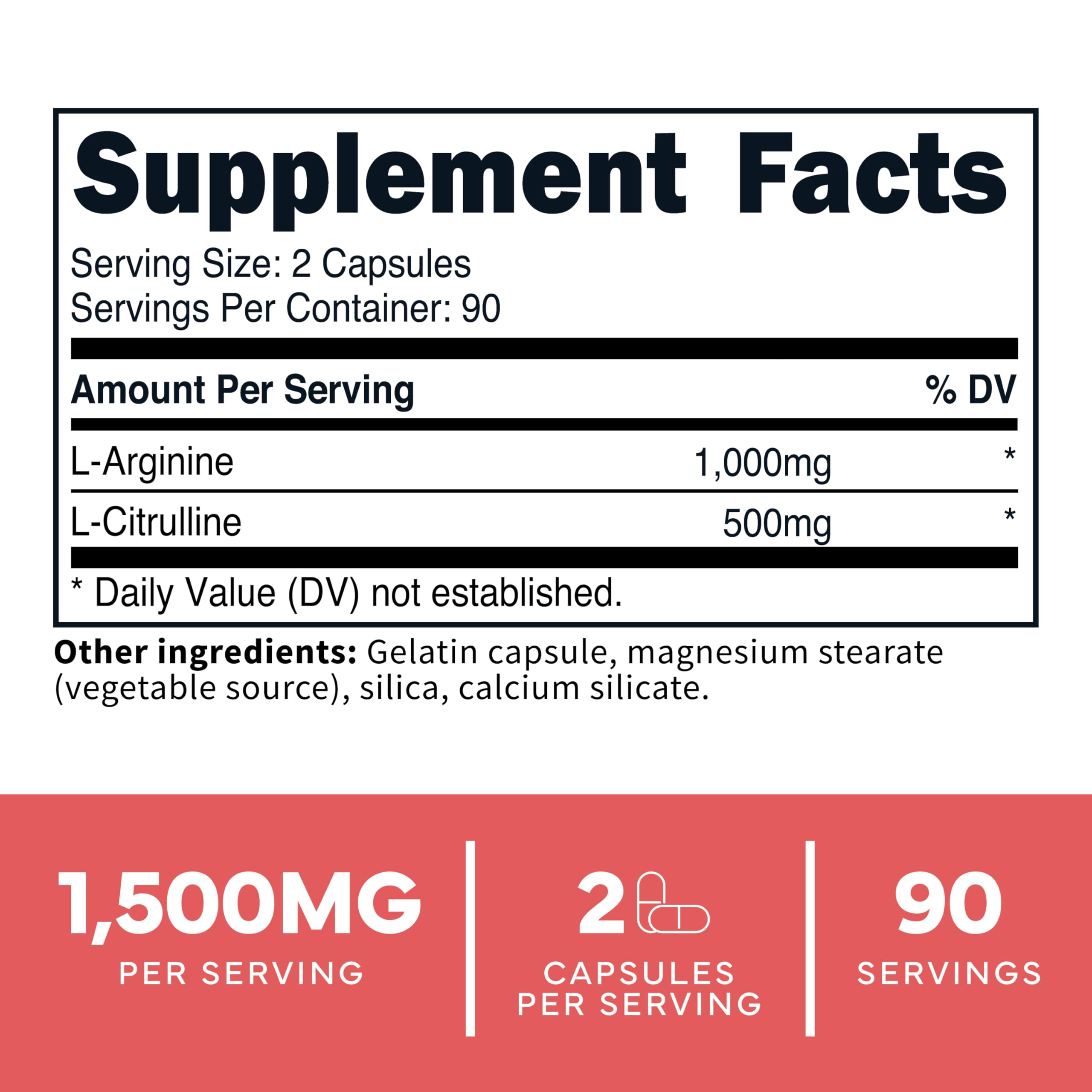 Type Zero L-Arginine + L-Citrulline Supplement (1500mg) - Nitric Oxide Booster - Clean, Keto-Friendly, GMO-Free, 180 Capsules, 90 Servings Type ZeroUS supplements