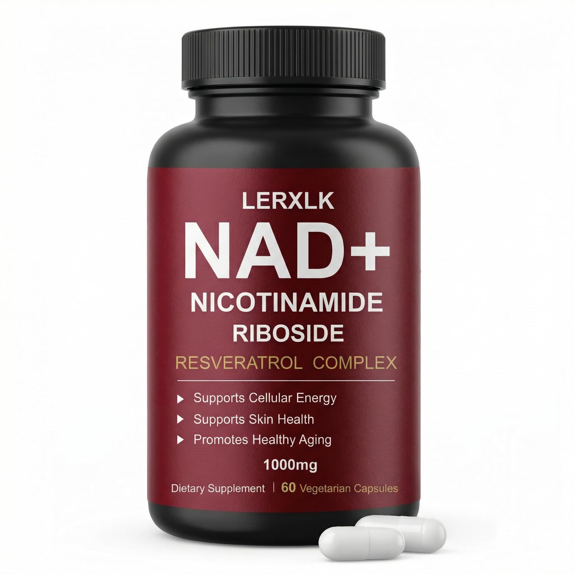 LERXLK NAD+ Supplement 1000mg – Liposomal Nicotinamide Riboside with Resveratrol, Advanced Cellular Energy & Healthy Aging Support, 60 Vegetarian Capsules LERXLKAu supplements