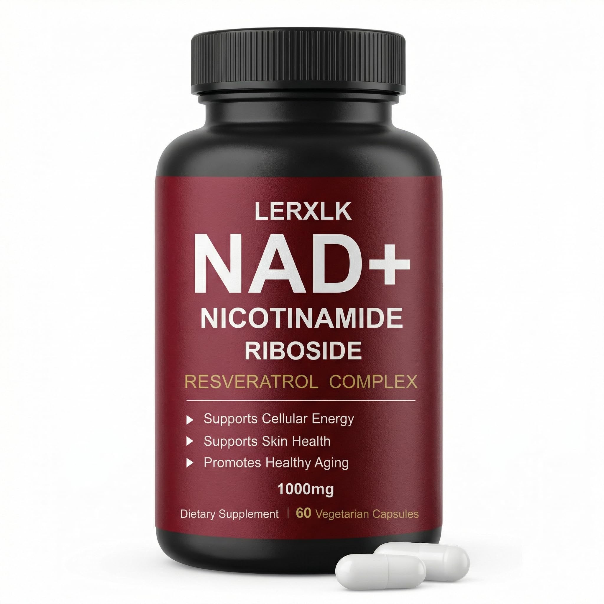 LERXLK NAD+ Supplement 1000mg – Liposomal Nicotinamide Riboside with Resveratrol, Advanced Cellular Energy & Healthy Aging Support, 60 Vegetarian Capsules LERXLKAu supplements