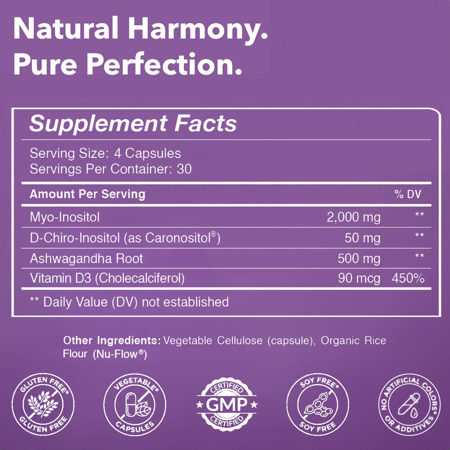 Myo-Inositol & D-Chiro Inositol 40:1 Blend + Vitamin D3 + Ashwagandha - Vegan Capsule Intimate RoseUS supplements