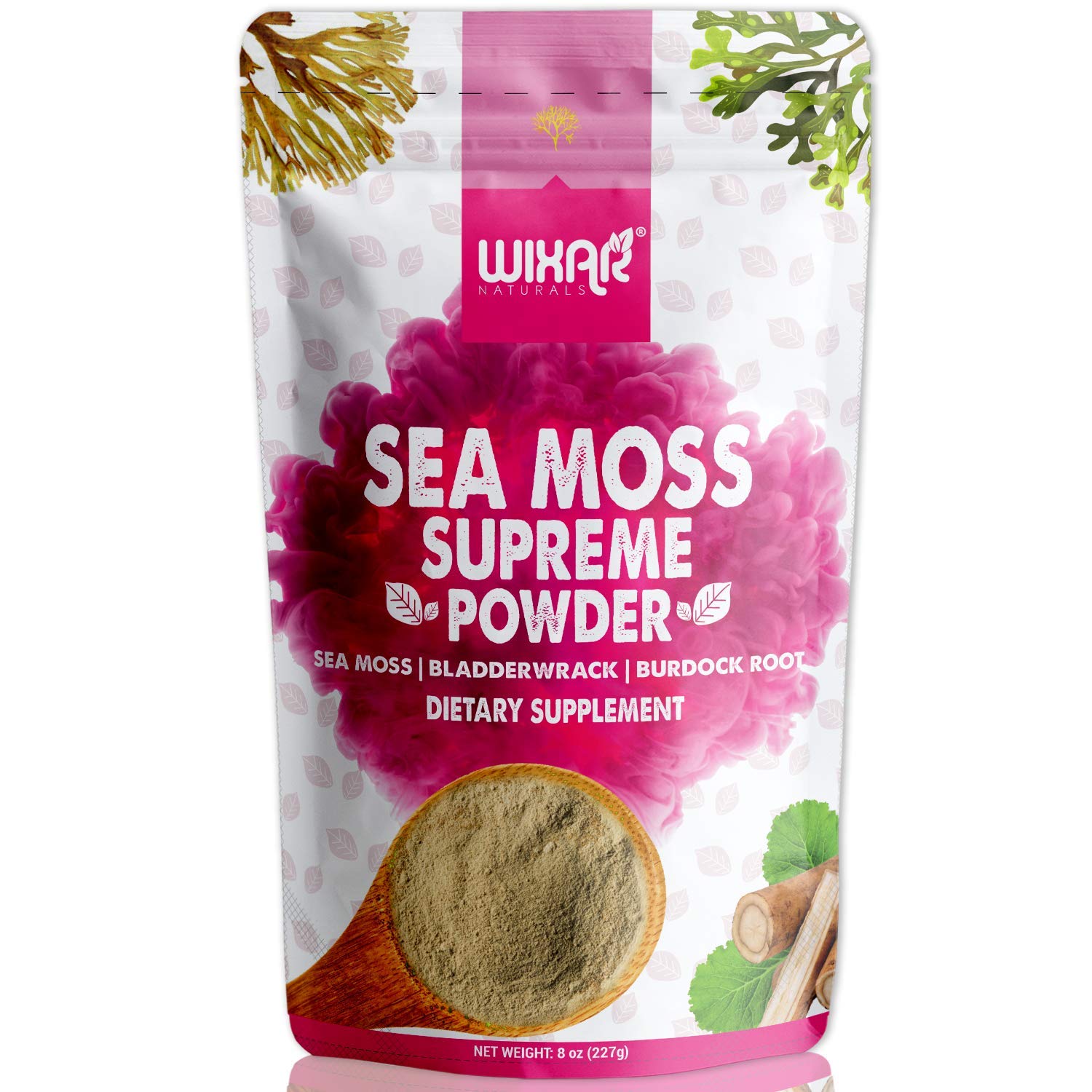 Wixar Wildcrafted Sea Moss Powder – (8 Ounces) – Natural Irish Sea Moss and Bladderwra WIXAR NATURALSUS supplements