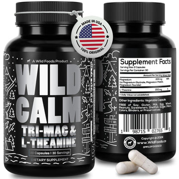 Wild Foods Tri-Mag & L-Theanine – Triple Magnesium Complex for Sleep w/L Theanine – Magnesium Glycinate, Malate, Taurate – 100% Natural – 60 Capsules Wild FoodsAu supplements