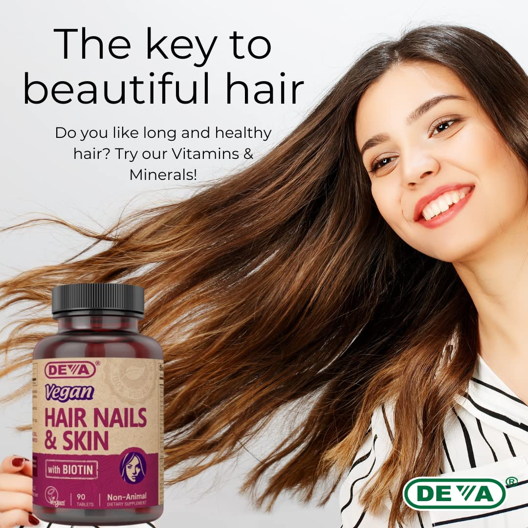 DEVA Vegan Vitamins Hair, Nails & Skin Supplement with 500 mcg of Biotin Per Tablet 90 Tablets (Pack of 2) DEVAAu supplements