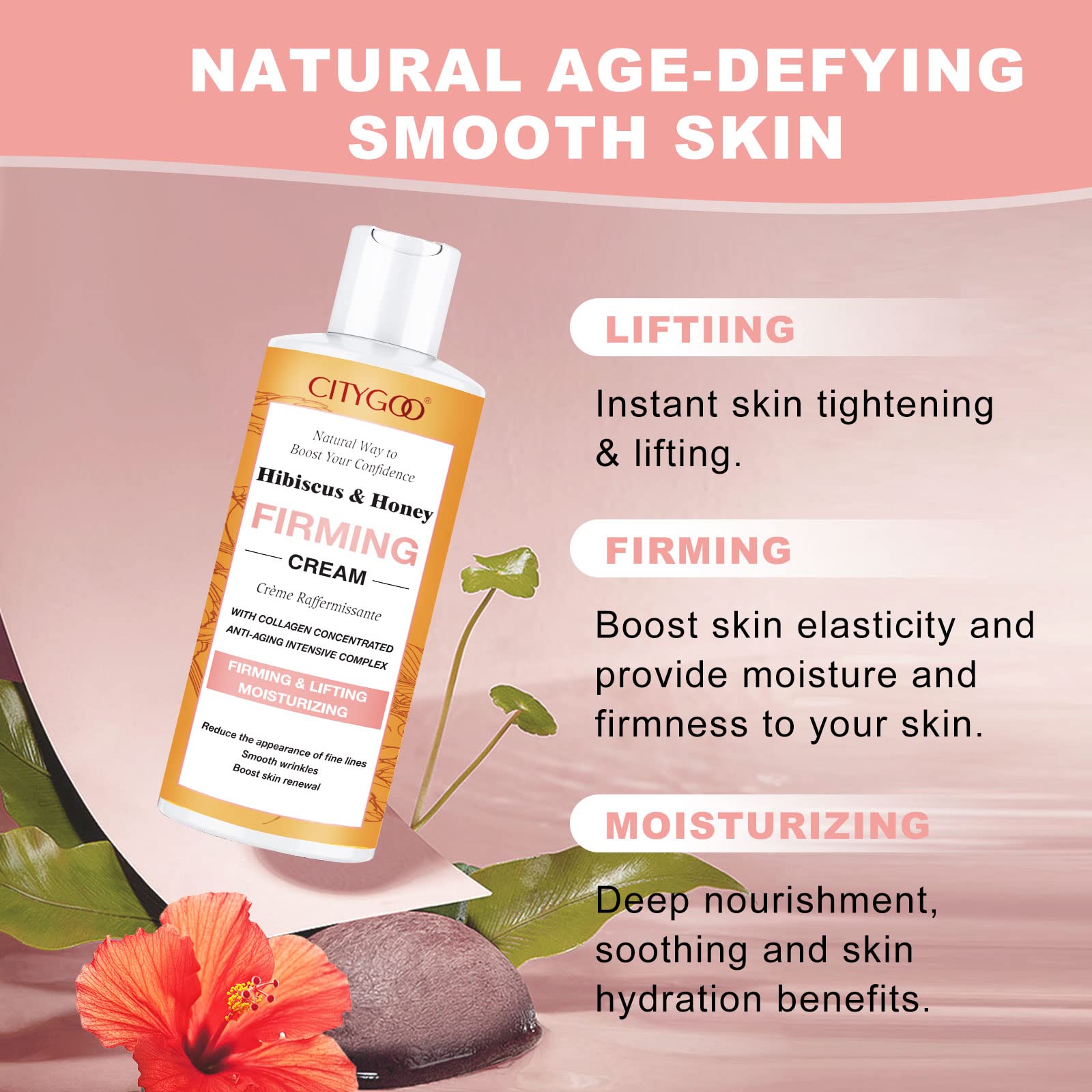 Hibiscus and Honey Firming Cream, Skin Tightening Lotion, Reduces the Look of Neck Lines CITYGOOAu supplements