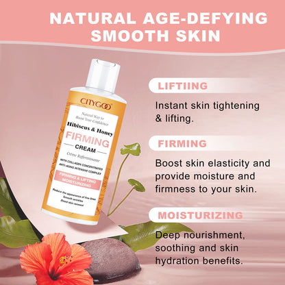 Hibiscus and Honey Firming Cream, Skin Tightening Lotion, Reduces the Look of Neck Lines CITYGOOUS supplements