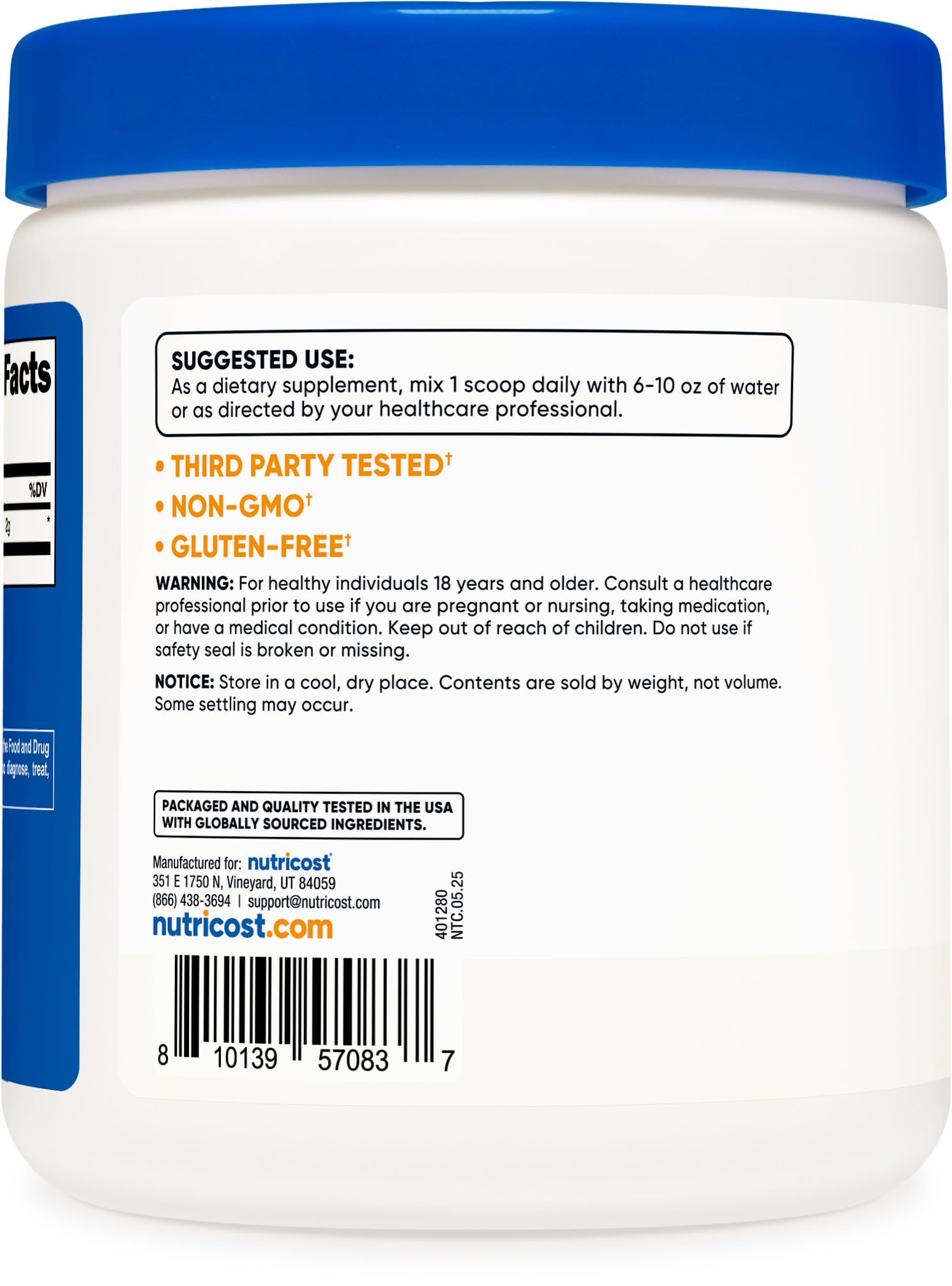 Nutricost Taurine Powder 250 Grams - 125 Servings, 2000mg Per Serving NutricostAu supplements