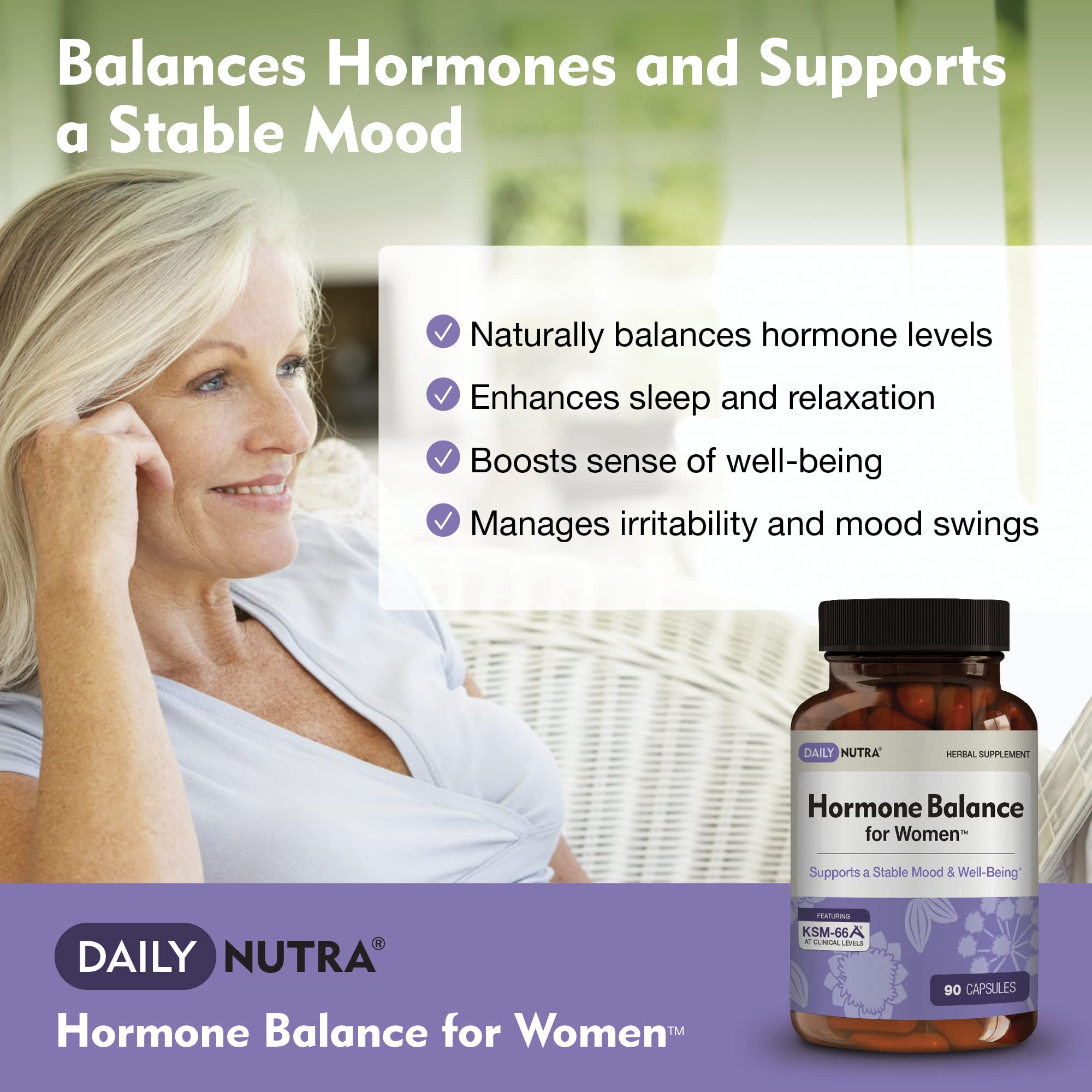 Hormone Balance for Women - Natural Mood Supplement - PMS Relief and Menopause Support | Featuring Clinically Studied KSM-66 Ashwagandha (90 Capsules) DailyNutraAu supplements