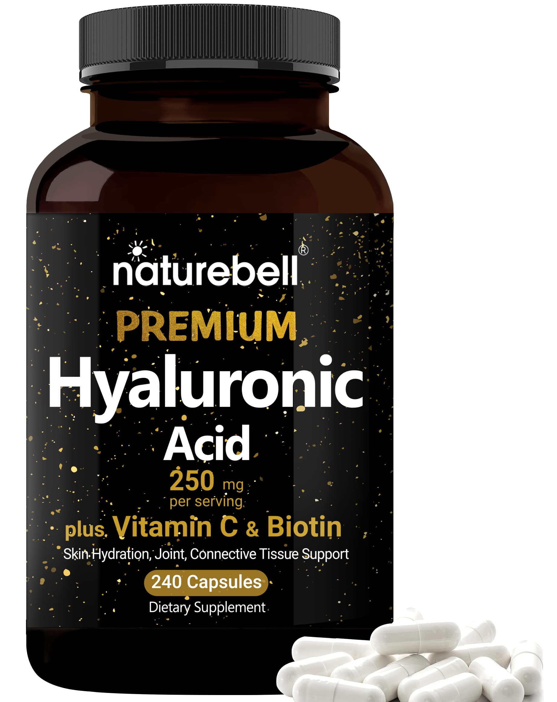 NatureBell Hyaluronic Acid Supplements 250mg | 240 Capsules, with Biotin 5000mcg NatureBellAu supplements
