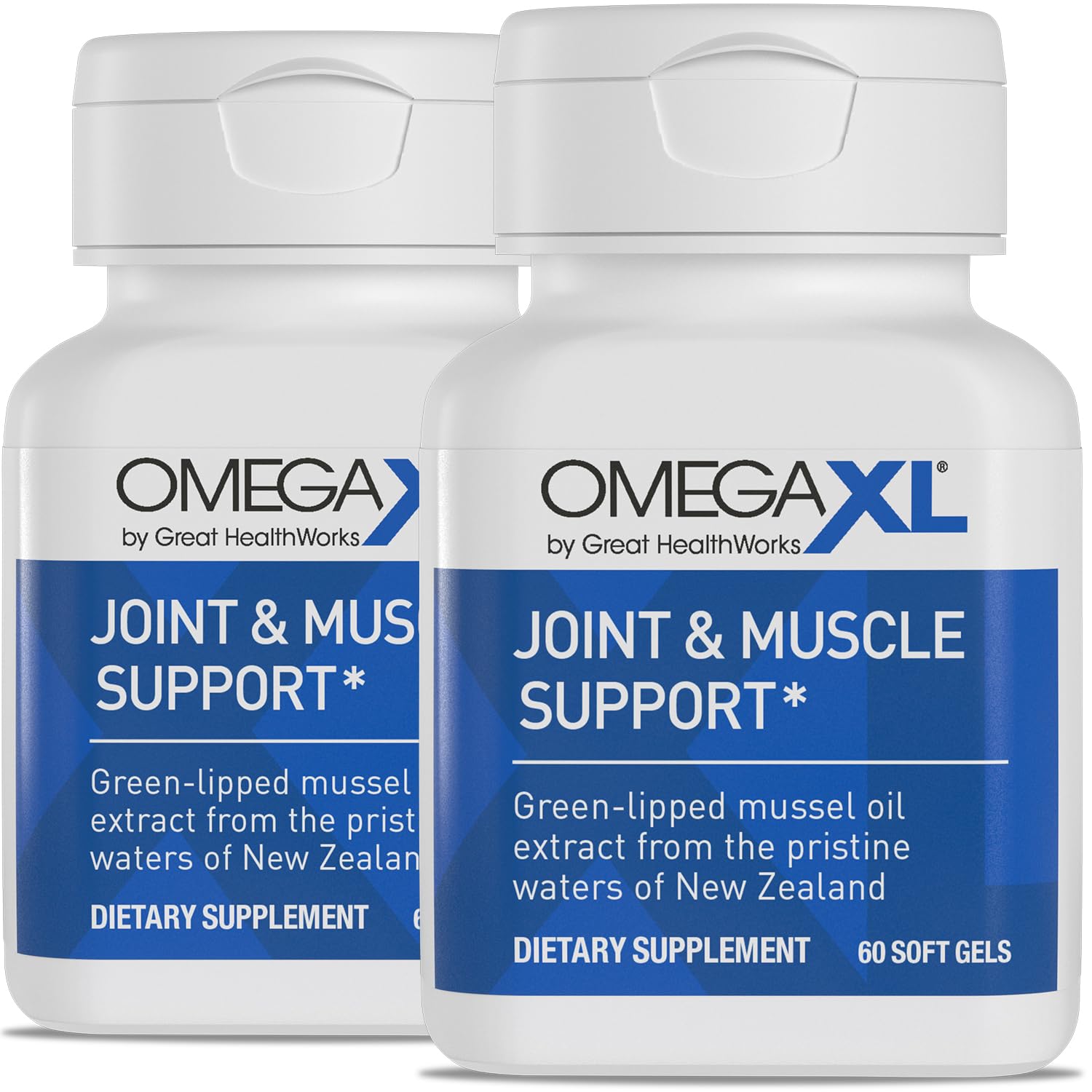 OmegaXL Joint Support Supplement - Natural Muscle Support, Green Lipped Mussel Oil, Soft Gel Pills, Drug-Free, 60 Count (2 Pack) OmegaXLAu supplements