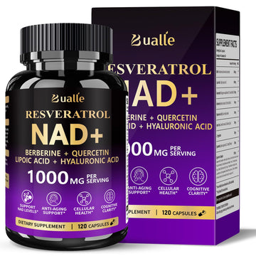 Bualle NAD Supplement, Liposomal NAD Resveratrol Supplement Contains Berberine, Alpha Lipoic Acid,Hyaluronic Acid & Quercetin - Joint Function& Support Anti-Aging,NMN Alternative -120 Capsules BualleAu supplements