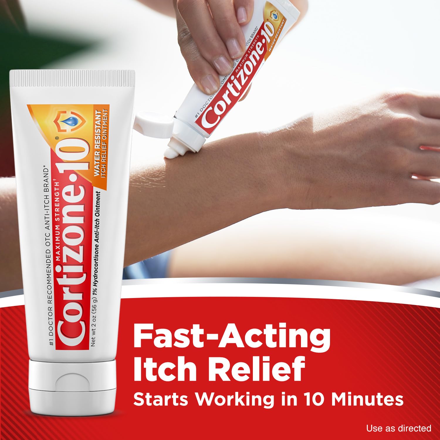 Cortizone-10 Maximum Strength Water Resistant Itch Relief Ointment, 1% Hydrocortisone, Fast-Acting, Anti-Itch Cream for Bug Bites, Rash, Eczema, Psoriasis, Poison Ivy, Oak, Sumac & More, 2 oz Cortizone 10Au supplements