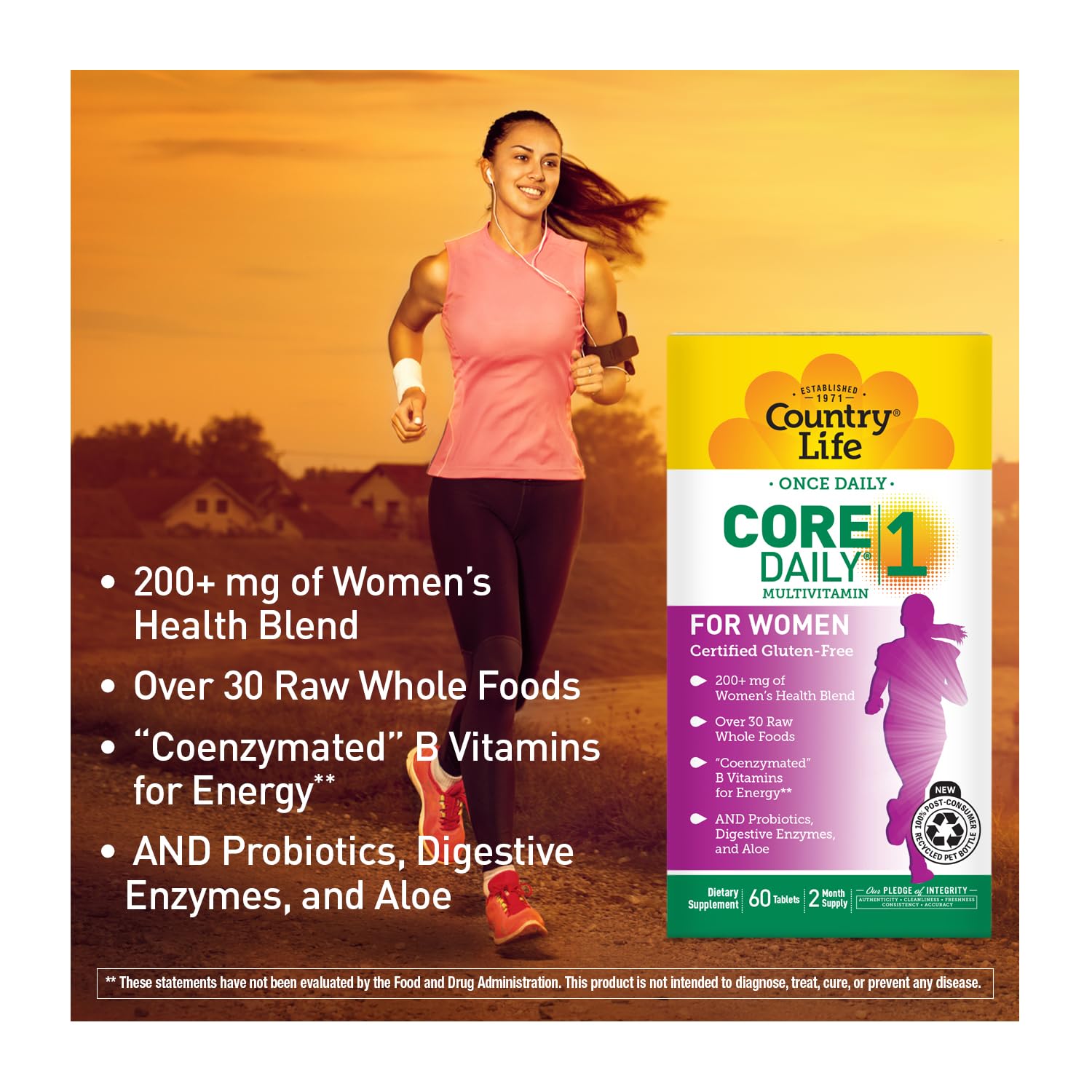 Country Life Women’s Core 1 Daily Multivitamin with Iron, Cranberry, Probiotics, and Digestive Enzymes-Certified Gluten-Free Formula for Energy, Immune Support and Complete Digestive Health,60 Tablets Country LifeAu supplements
