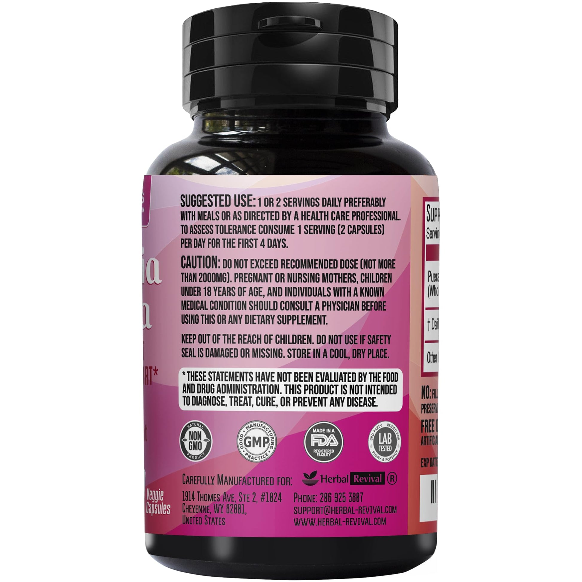 Pueraria Mirifica Capsules 2000mg Daily - Breast Enhancement Pills and Estrogen Supplement for Women and Men, Breast Enlargement Pills for Women and Transgender - Breast Growth Breast Enhancer Sapir's NutritionAu supplements
