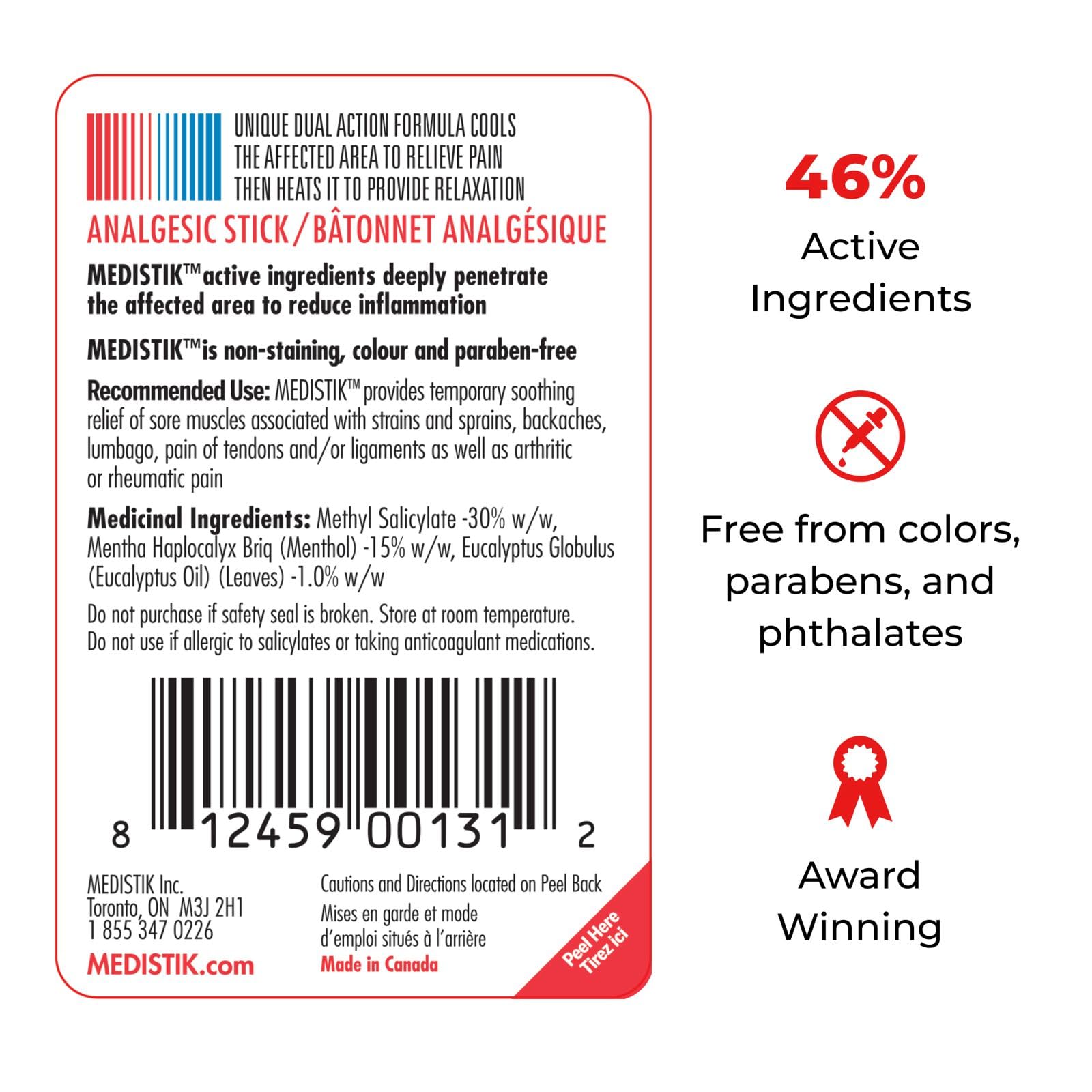 Medistik Extra Strength Pain Relief Stick. Long Lasting Topical Pain Reliever for Backache, Muscle & Joint Pain, 58g (One Pack) MedistikAu supplements
