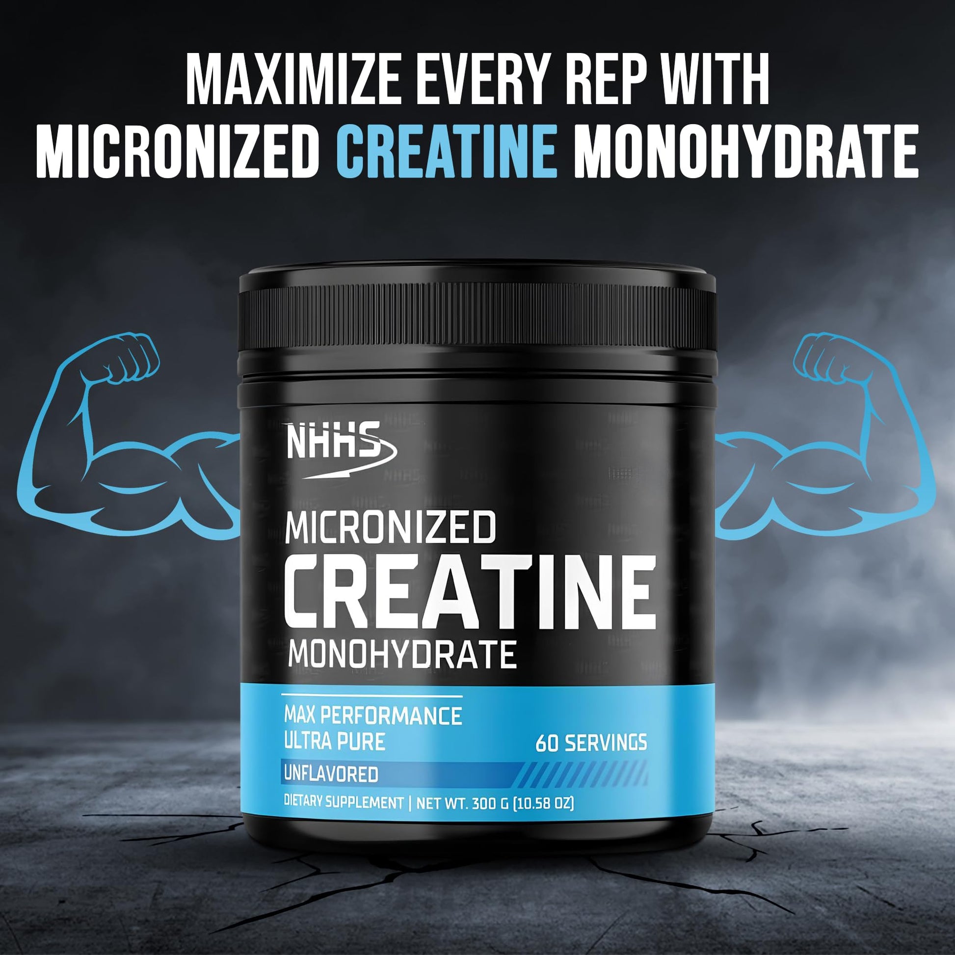 NHHS Micronized Creatine Monohydrate – Supports Strength & Muscle Performance | Ultra-Pure, Unflavored, 60 Servings, 300 Grams – Made in USA, Gluten-Free, Non-GMO NHHSAu supplements