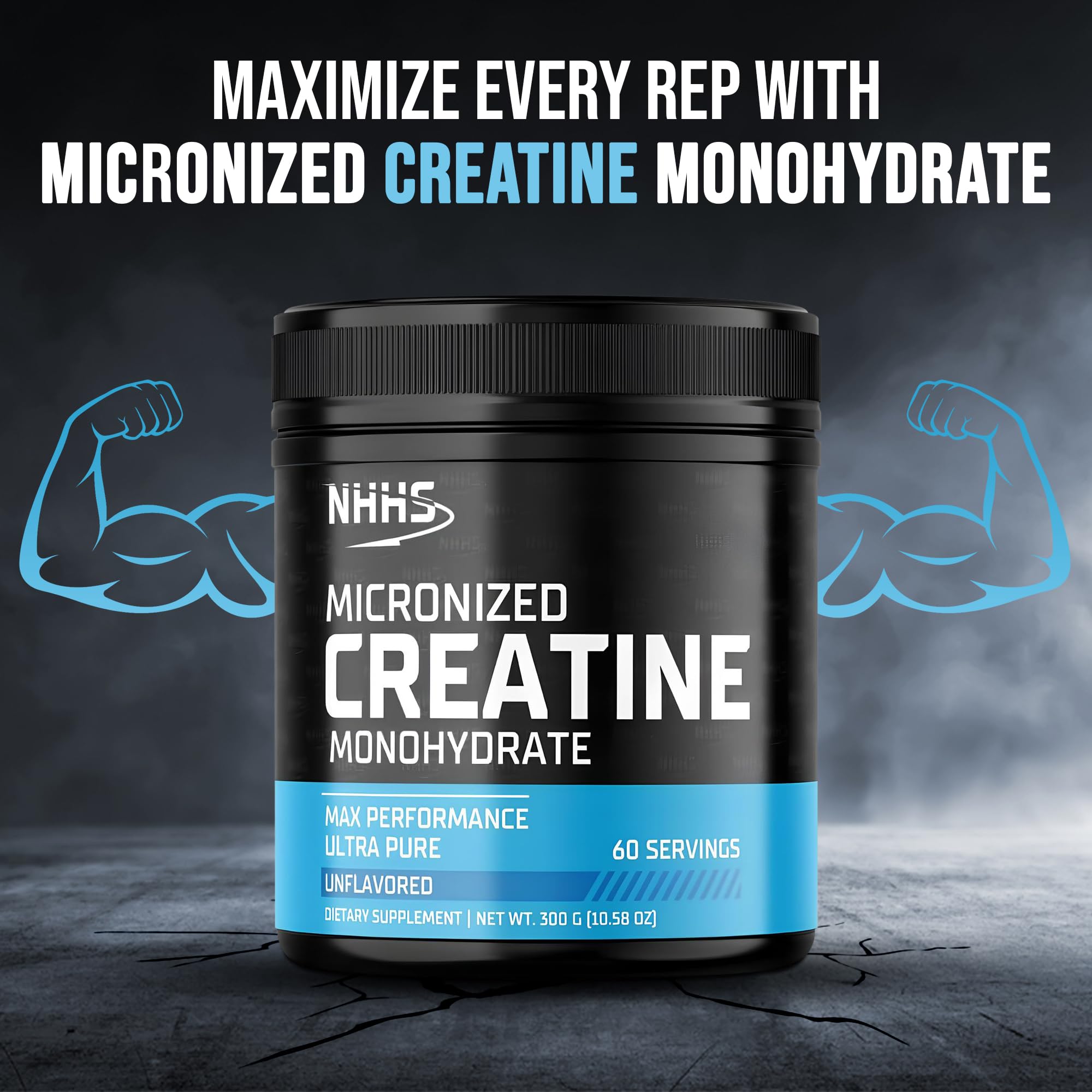 NHHS Micronized Creatine Monohydrate – Supports Strength & Muscle Performance | Ultra-Pure, Unflavored, 60 Servings, 300 Grams – Made in USA, Gluten-Free, Non-GMO NHHSAu supplements