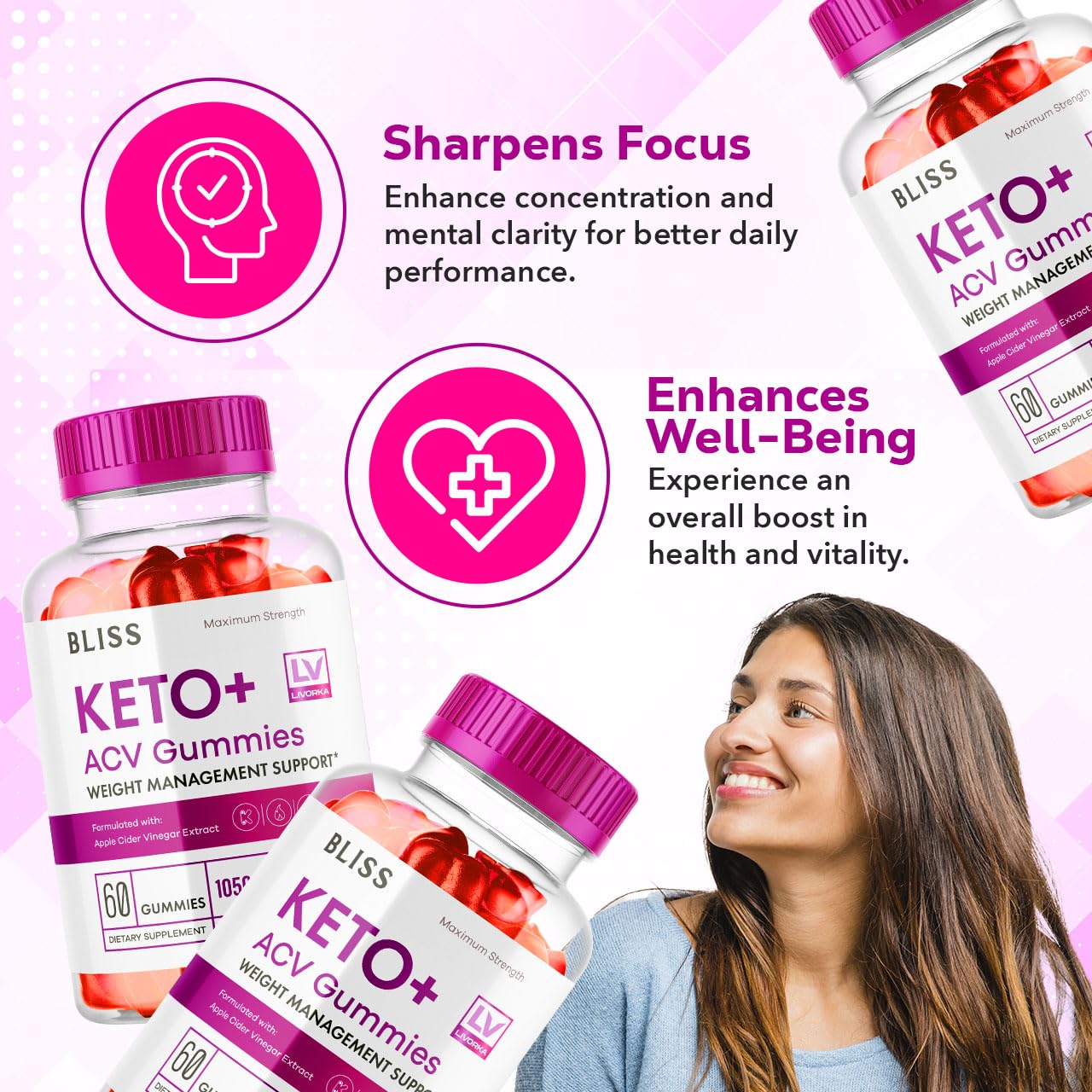 5 Pack - Bliss Keto ACV Gummies Advanced Weight Loss, Bliss ACV Active Gummies LIVORKAUS supplements