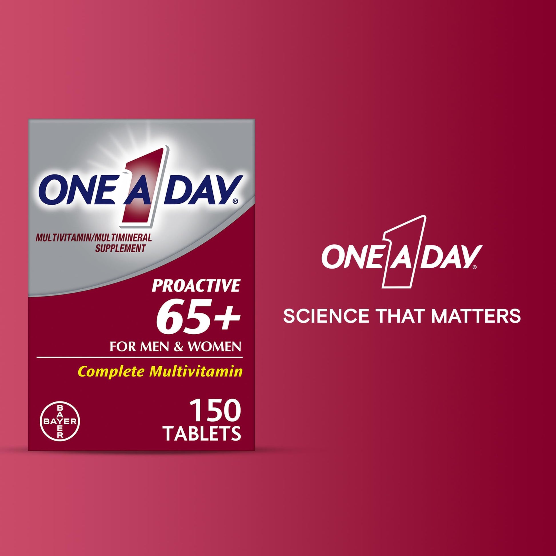One A Day Proactive 65+, Mens & Womens Multivitamin, Supplement with Vitamin A, C, D, and Zinc to Support Bone Health & Cell Health, Calcium ONE A DAYAu supplements