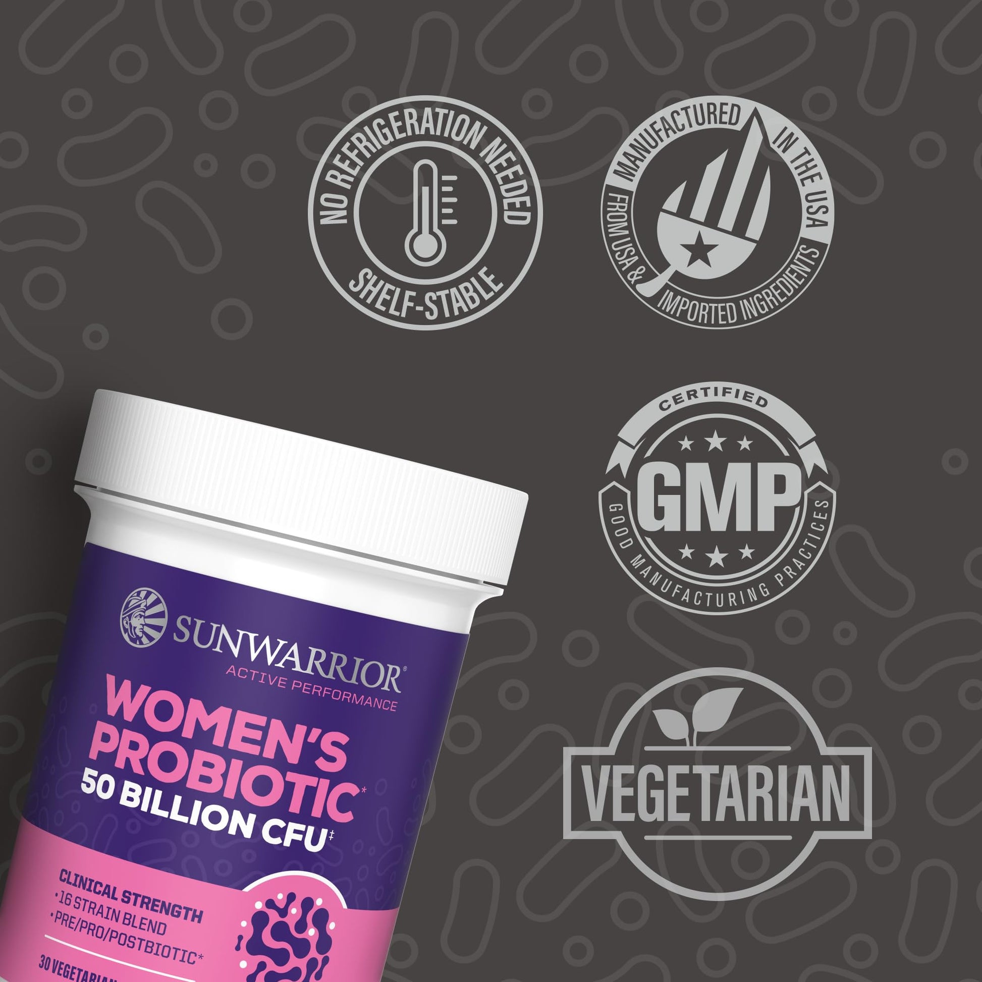 Probiotic for Gut Health 50 Billion CFU Probiotics Supplement Capsules 16 Strains Prebiotics, Postbiotics for Women Gut Immune Colon Health Energy Endurance Support Soy-Free Non-GMO 30 Capsule Serving SunwarriorAu supplements