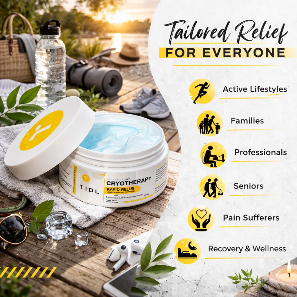 TIDL Cryotherapy Pain Relief Cream, 3 Oz, Targeted Neck Pain, Joint & Muscle Pain Relief with Organic, Plant-Based Menthol, Instant Cooling for Sport & Post Workout Full Body Recovery TIDLAu supplements