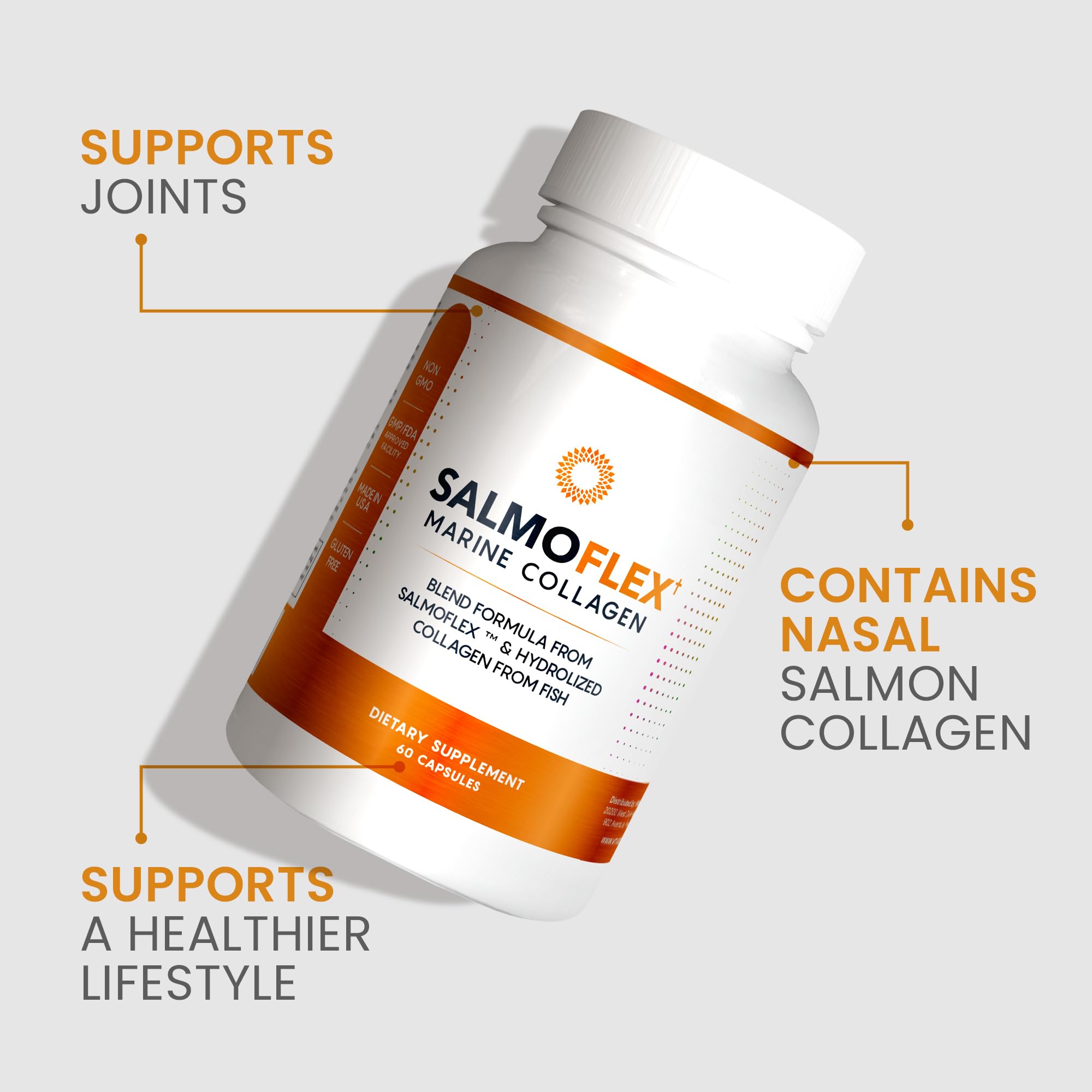 VITASEI Salmoflex Marine Collagen Peptides Pills W/Hyaluronic Acid, Vitamin C, D, E | Salmon Supplements - Hair, Skin, Nails | Multivitamin for Women & Men | Knee, Joint Relief - 60 Capsules VITASEIAu supplements
