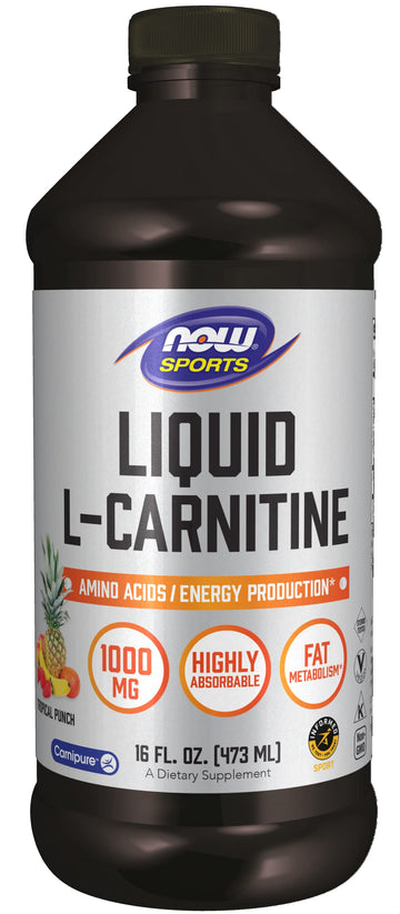 NOW Sports Nutrition, L-Carnitine Liquid 1,000 mg, Highly Absorbable, Tropical Punch NOWAu supplements