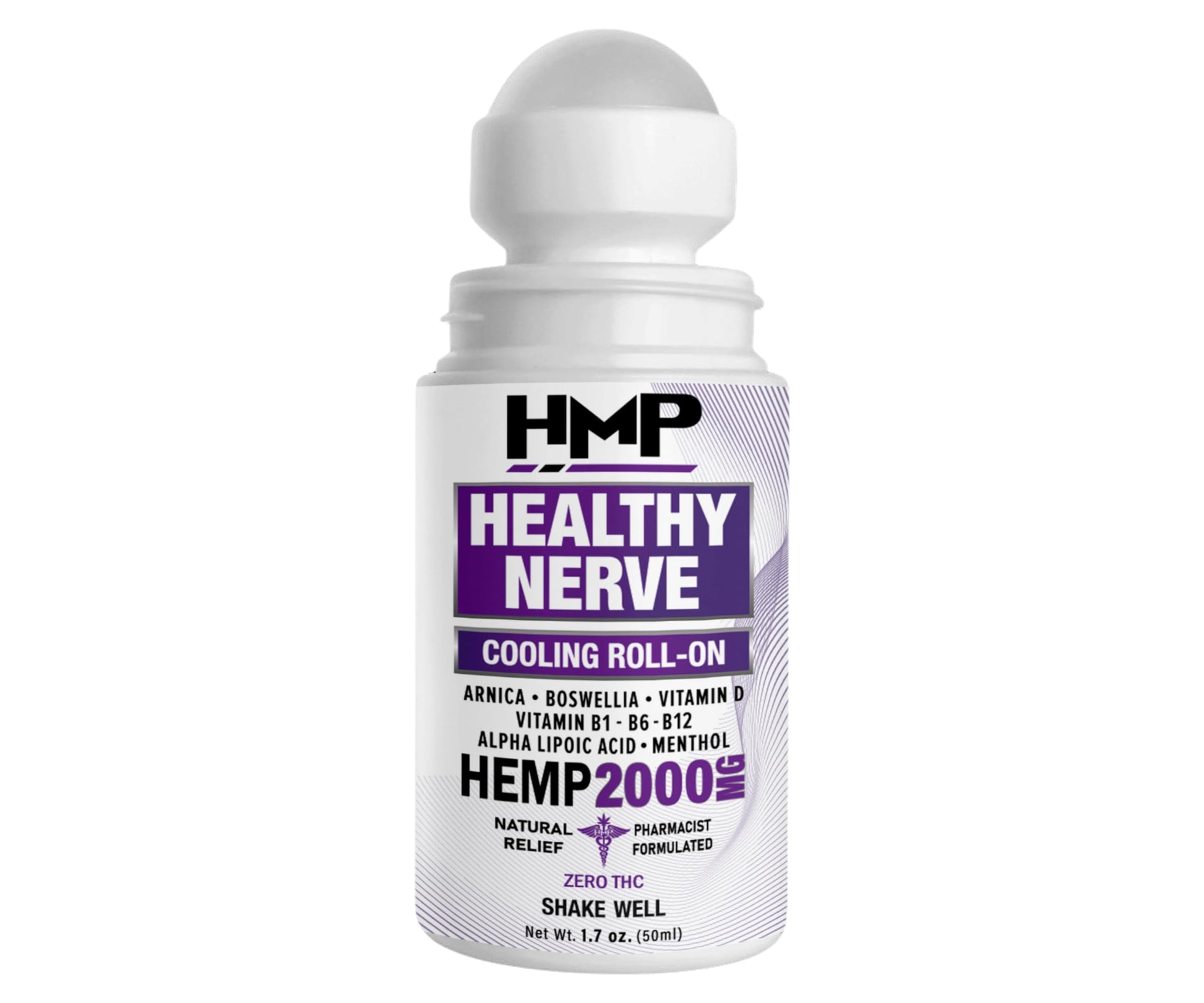 HMP Nerve Roll-On for Feet, Hands, Legs, Toes, Back 2000MG Hemp with Menthol & Arnica, Soothing Cooling Formula, Made in USA, 50ml (1 Pack) HMP BRANDSAu supplements