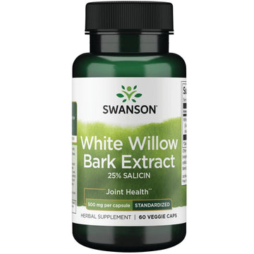 Swanson Maximum Strength White Willow Bark Extract-Promotes Joint Support & Muscle Relief-Standardized to 25% Salicin-Natural Supplement with No Stomach Irritation (60 Veggie Caps, 500mg Each) SwansonAu supplements