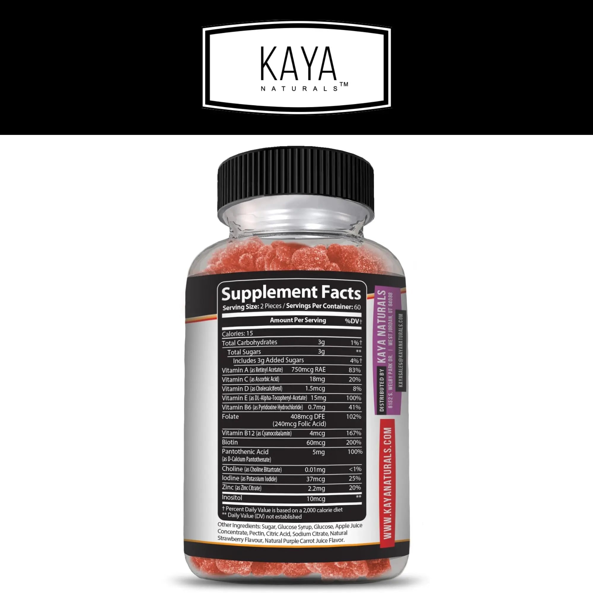 Kaya Naturals Adult Multi Vitamin Gummy, 120 Count, Biotin, Vitamin A, B-12, C & E, Including Zinc, Folic Acid, Strawberry Flavor (120 Gummies) Kaya NaturalsAu supplements