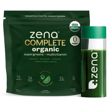 Zena Complete Organic Super Greens Powder & Multivitamin, 90+ Supergreens, Fruits, Veggies, Pre & Probiotics, Watermelon Citrus Flavor Zena NutritionAu supplements