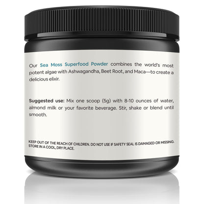 Organic Sea Moss Superfood Powder with Ashwagandha, Beet Root, and Maca Atlantic NaturalsUS supplements