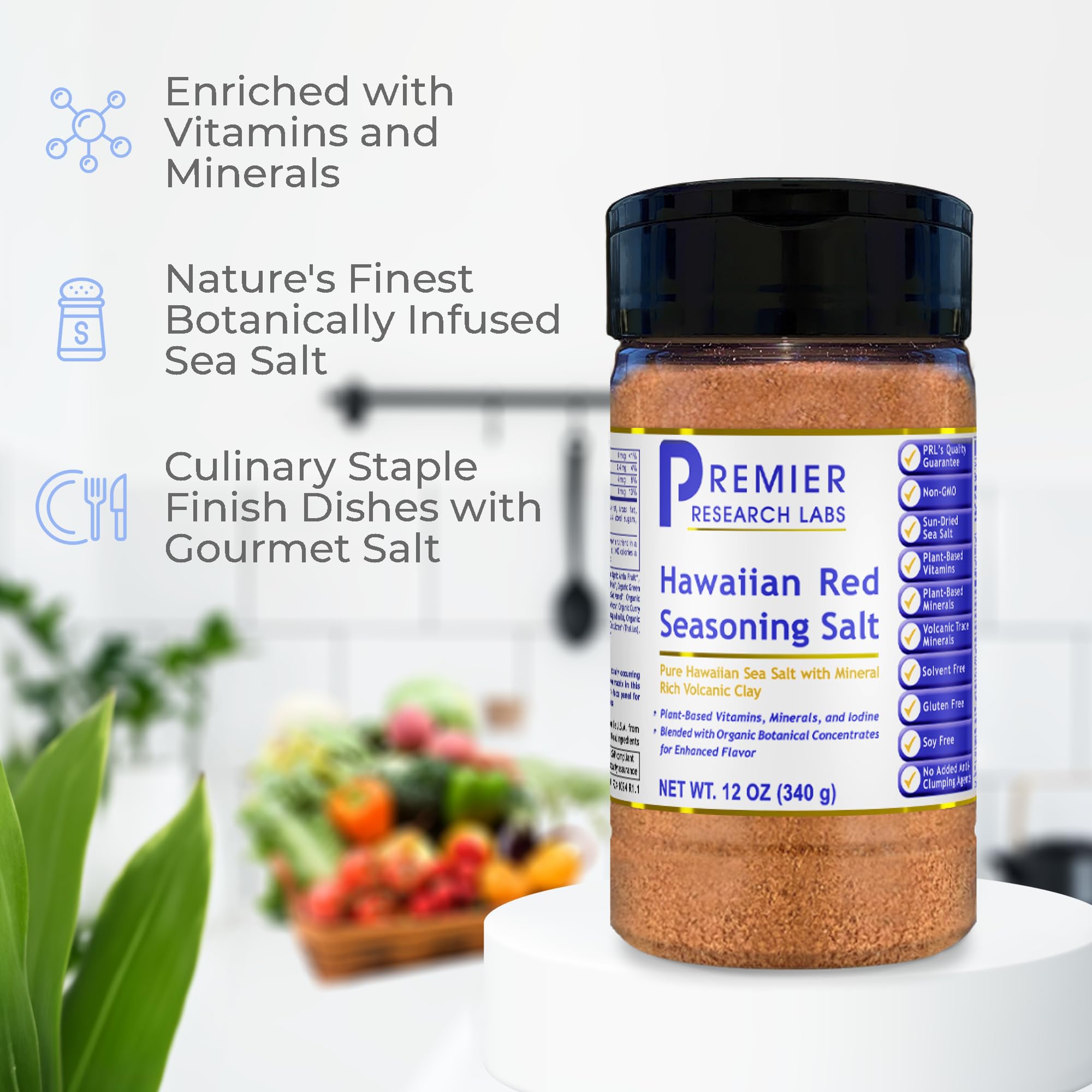 Premier Research Labs Hawaiian Red Seasoning Salt- Pink Salt, Red Hawaiian Salt, Hawaiian Red Alaea Sea Salt for Cooking, Multivitamin for Kids, Enriched with Plant-Derived Vitamins & Minerals- 12 oz Premier Research LabsAu supplements