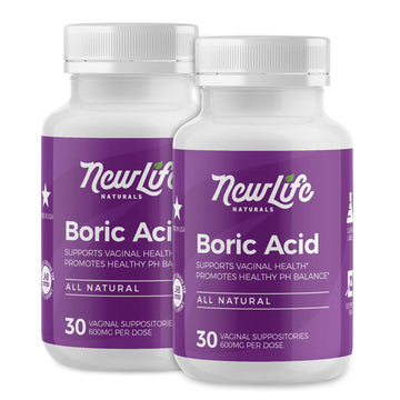 NewLife Naturals Boric Acid Suppositories for Women - 600mg | pH Balance Pills | Feminine Care | 2 Pack (60 Capsules) | Made in USA NewLife NaturalsUS supplements