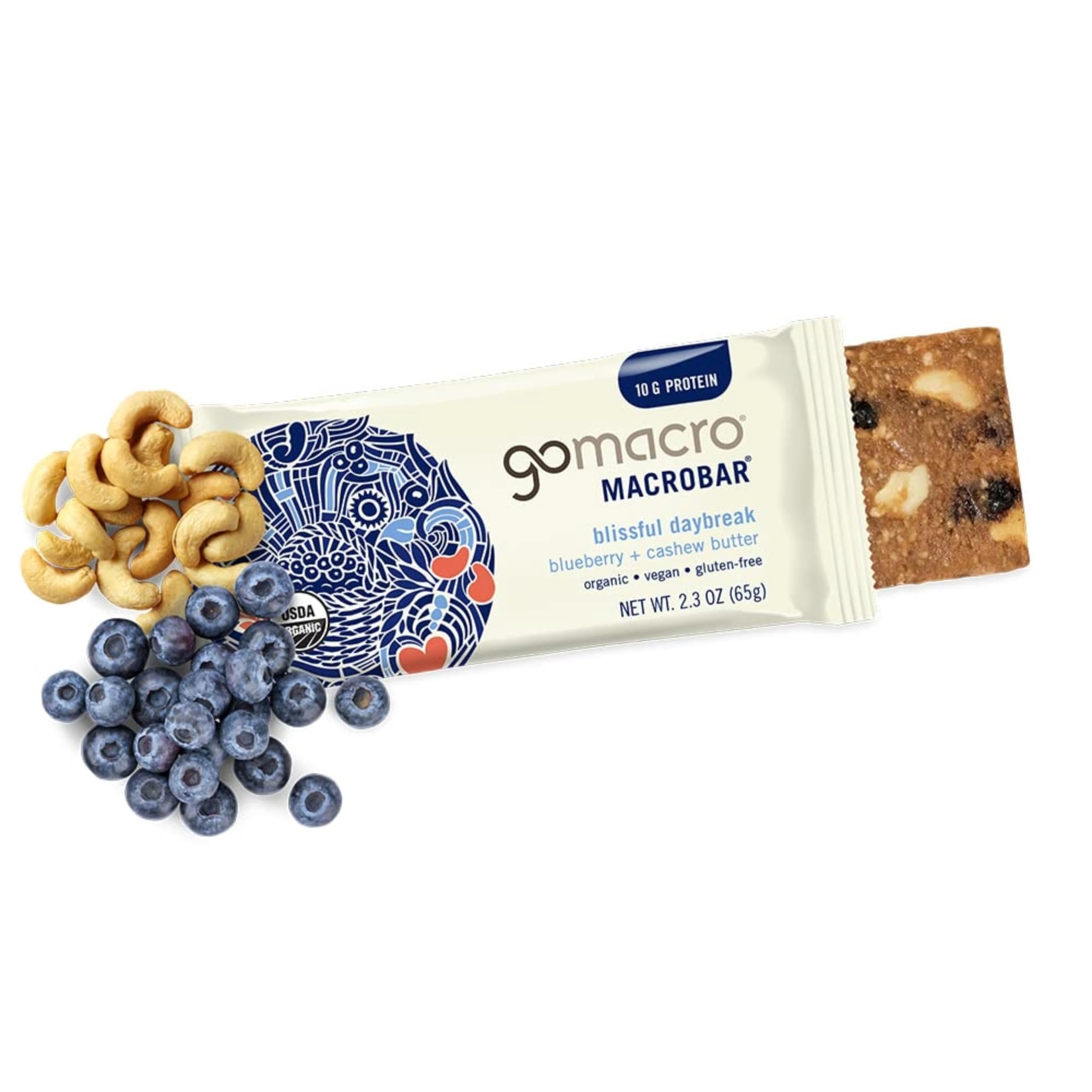 GoMacro Macrobar Organic Vegan Protein Bars - Blueberry + Cashew Butter , 2.3 Ounce GoMacroAu supplements