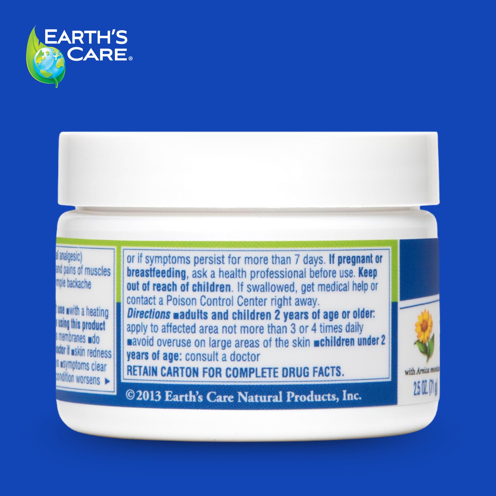 Earth's Care Muscle & Joint Rub - for Sore Muscles, Bruises, Aches and Strains - 2.5 OZ. Earth's CareAu supplements