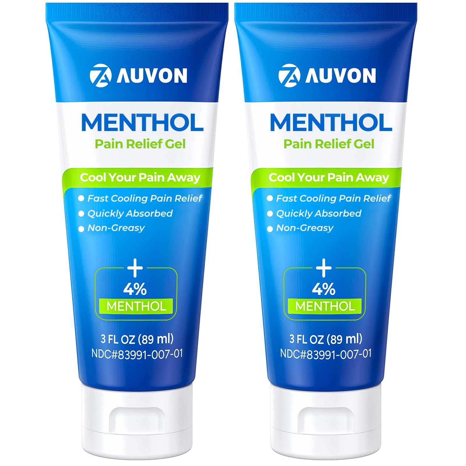 AUVON Menthol Pain Relief Gel for Chronic Joint & Back Pain, Arthritis Pain Reliever for Muscle Pain Relief, Fast-Acting Menthol Cooling Gel Soothes Knee, Hip, Shoulder, Neck Pain, 3 FL OZ Per Pack AUVONAu supplements