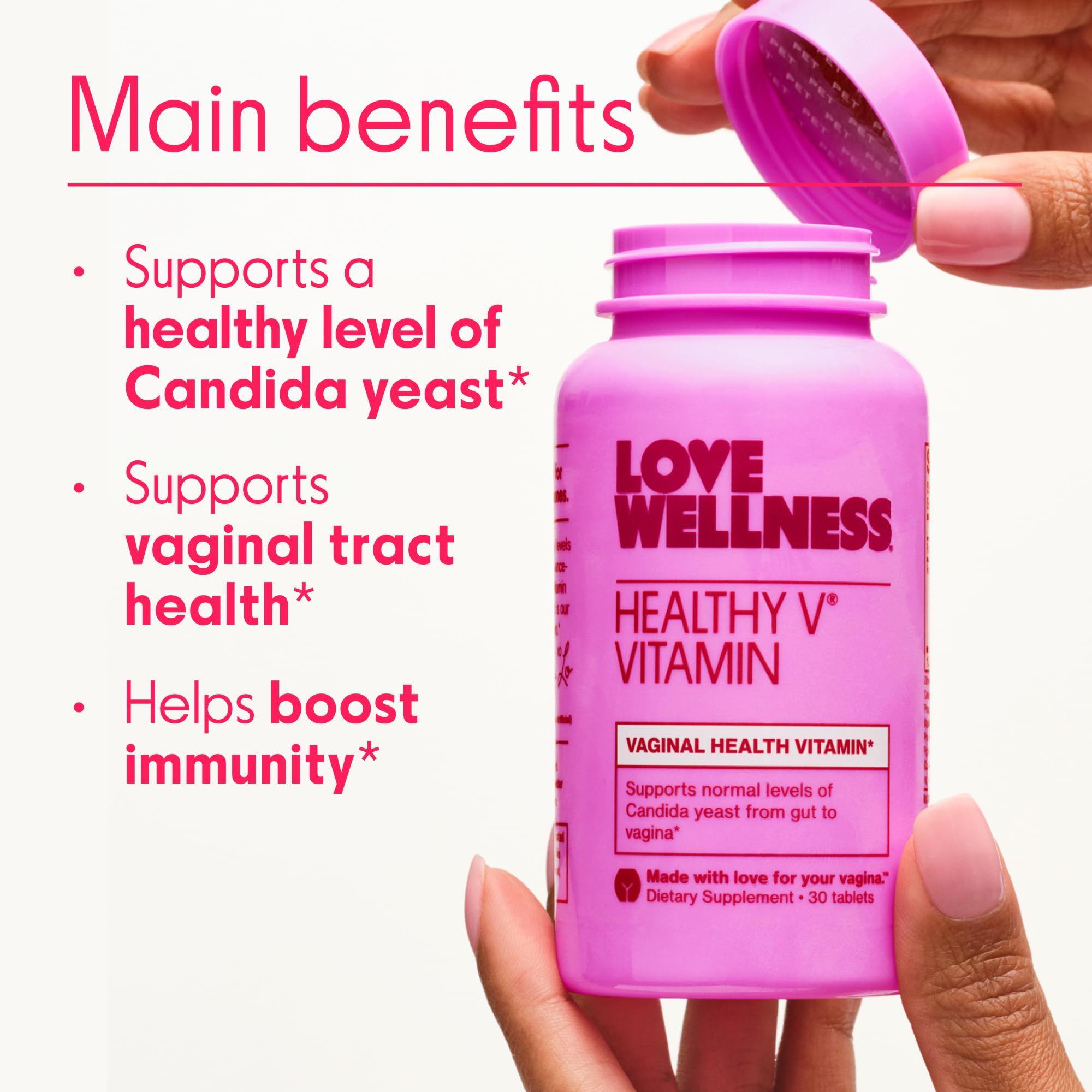 Love Wellness Healthy V Vitamin | Women's Vaginal Health Supplement | pH Balance, Gut Health & Immune Support Supplement | Balance of Candida Yeast with Turmeric, Garlic & Coconut Oil | 30 Count Love WellnessUS supplements