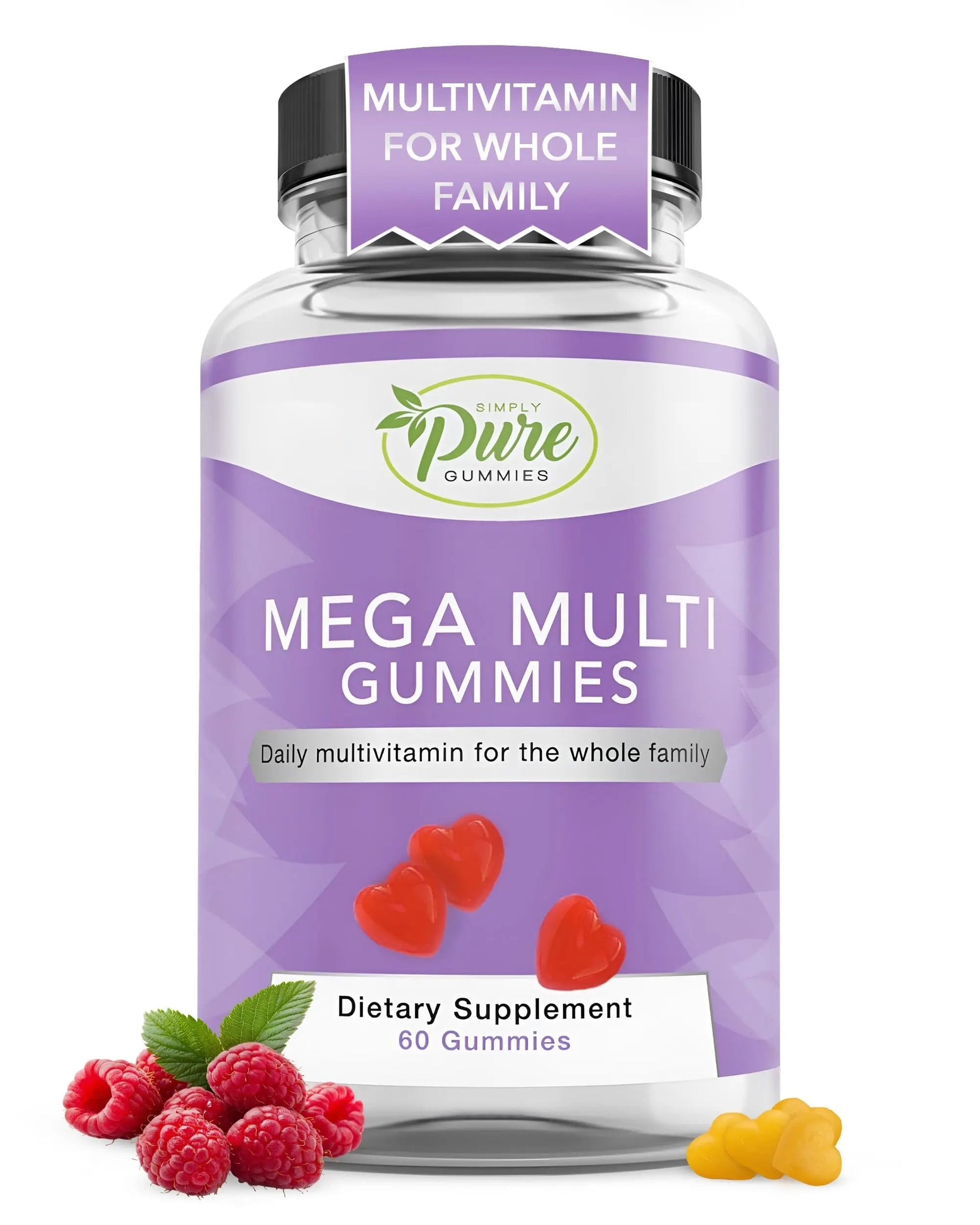 Pure By Nature Mega Multi Gummies, Multivitamin Gummies for Women & Men, Kids Multivitamin Gummies with A, D2, C, E, K, Biotin Pure By NatureAu supplements