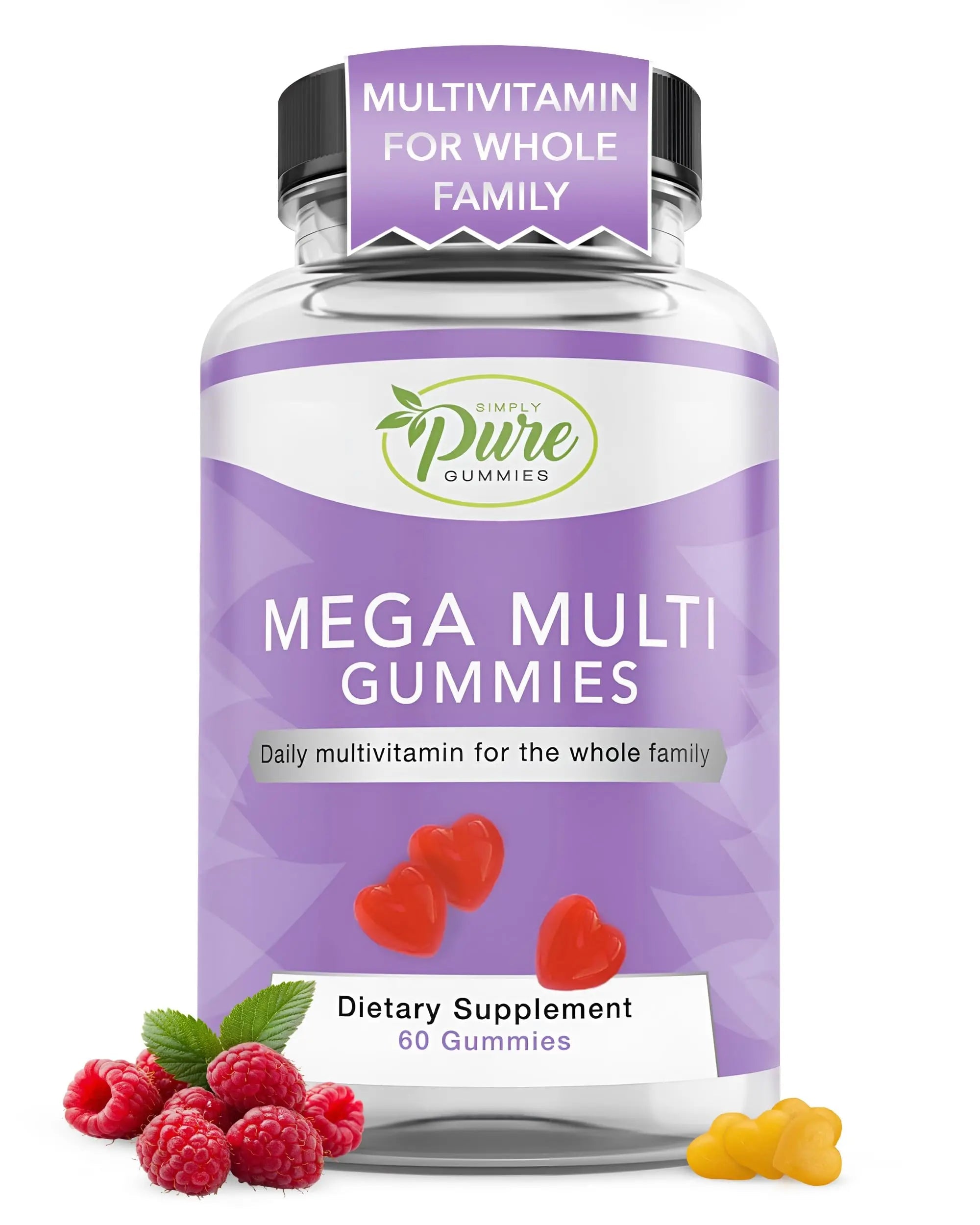 Pure By Nature Mega Multi Gummies, Multivitamin Gummies for Women & Men, Kids Multivitamin Gummies with A, D2, C, E, K, Biotin Pure By NatureAu supplements