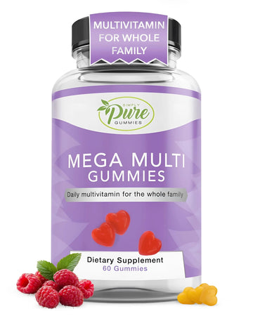 Pure By Nature Mega Multi Gummies, Multivitamin Gummies for Women & Men, Kids Multivitamin Gummies with A, D2, C, E, K, Biotin Pure By NatureAu supplements