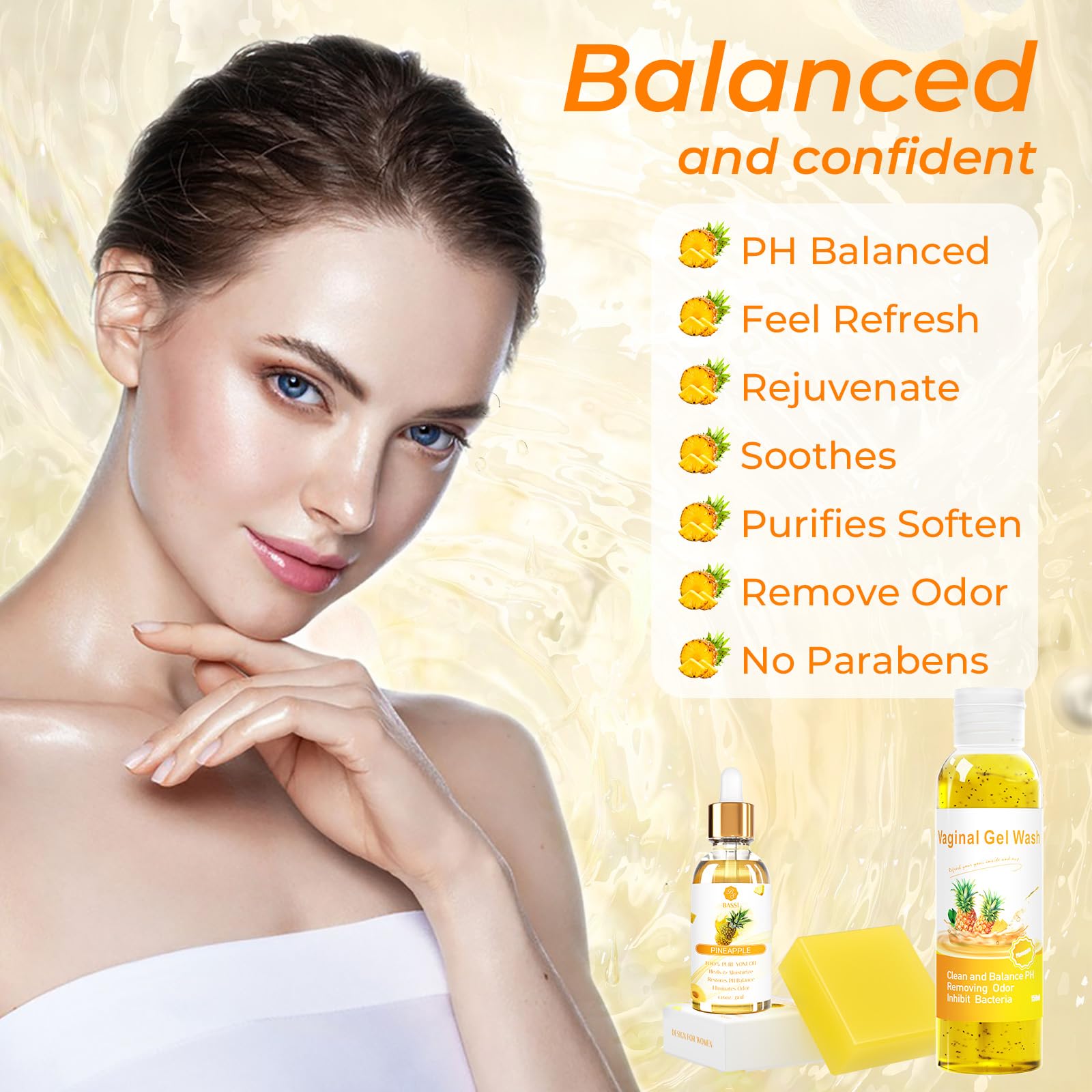 Feminine Wash & Yoni Oil & Yoni Soap Set for Women, Yoni Wash for Vaginal Ph Balance Remove Odor BASSIAu supplements
