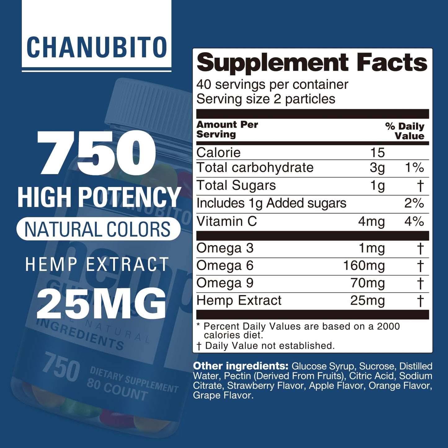 Hemp Gummies Organic High Potency Hemp Supplement - Pain, Sleep, Stress CHANUBITOUS supplements