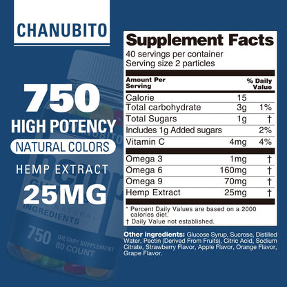 Hemp Gummies Organic High Potency Hemp Supplement - Pain, Sleep, Stress CHANUBITOUS supplements