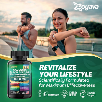 Zoyava Magic Moss Blend Sea Moss 7000mg Ashwagandha 2000mg Black Seed Oil ZoyavaUS supplements