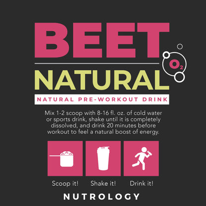 Nutrology Beet Natural O2, Pre Workout Powder, Energy, Endurance; Nitric Oxide Booster NutrologyUS supplements