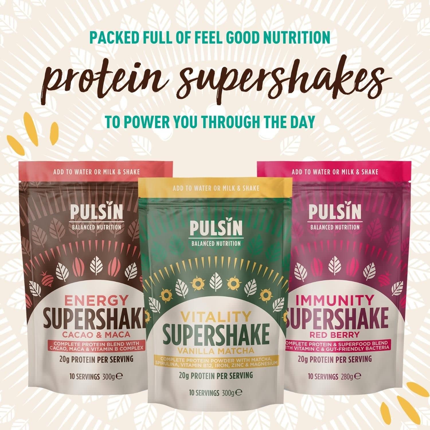 Pulsin - Cacao & Maca Vegan Supershake - 300g - Plant Based Vegan Energy Support Protein Powder PulsinAu supplements