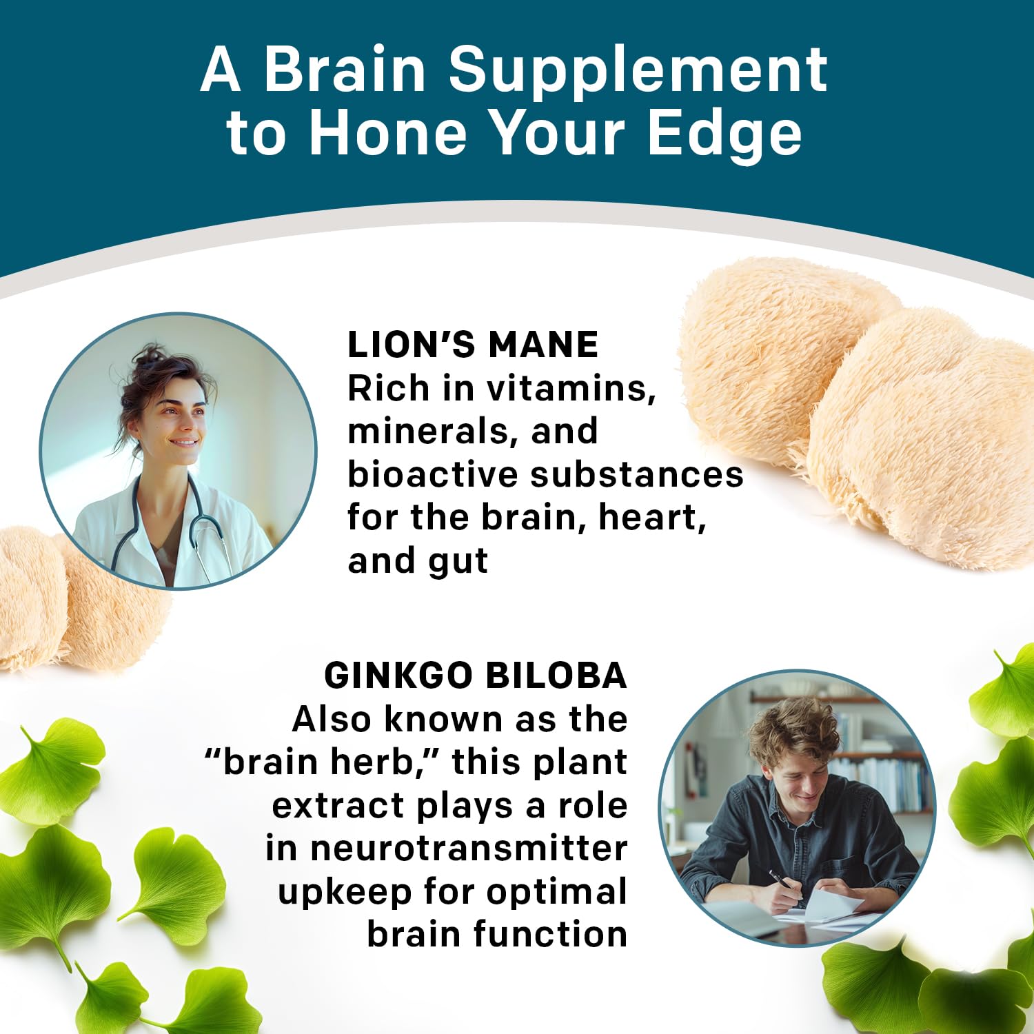 14-in-1 Lions Mane Supplement Capsules - Nootropic Brain Supplement with Ginkgo Biloba for Brain Support, Memory and Focus - Alpha GPC, L Theanine & Choline Supplements with 1300mg Per Serving (60 ct) PrimeMDAu supplements