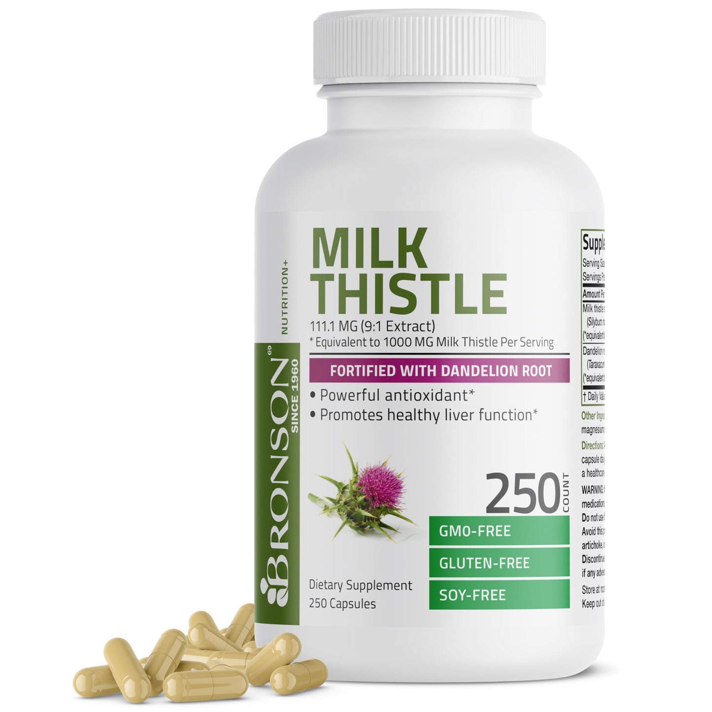 Bronson Milk Thistle Silymarin Marianum & Dandelion Root Liver Health Support BronsonUS supplements