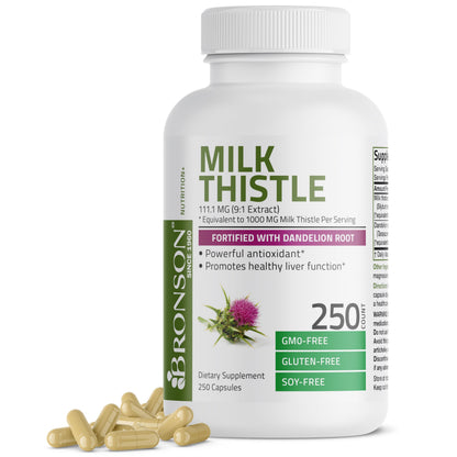 Bronson Milk Thistle Silymarin Marianum & Dandelion Root Liver Health Support BronsonUS supplements